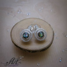  Сребърни обеци с цветен седеф - E-1284